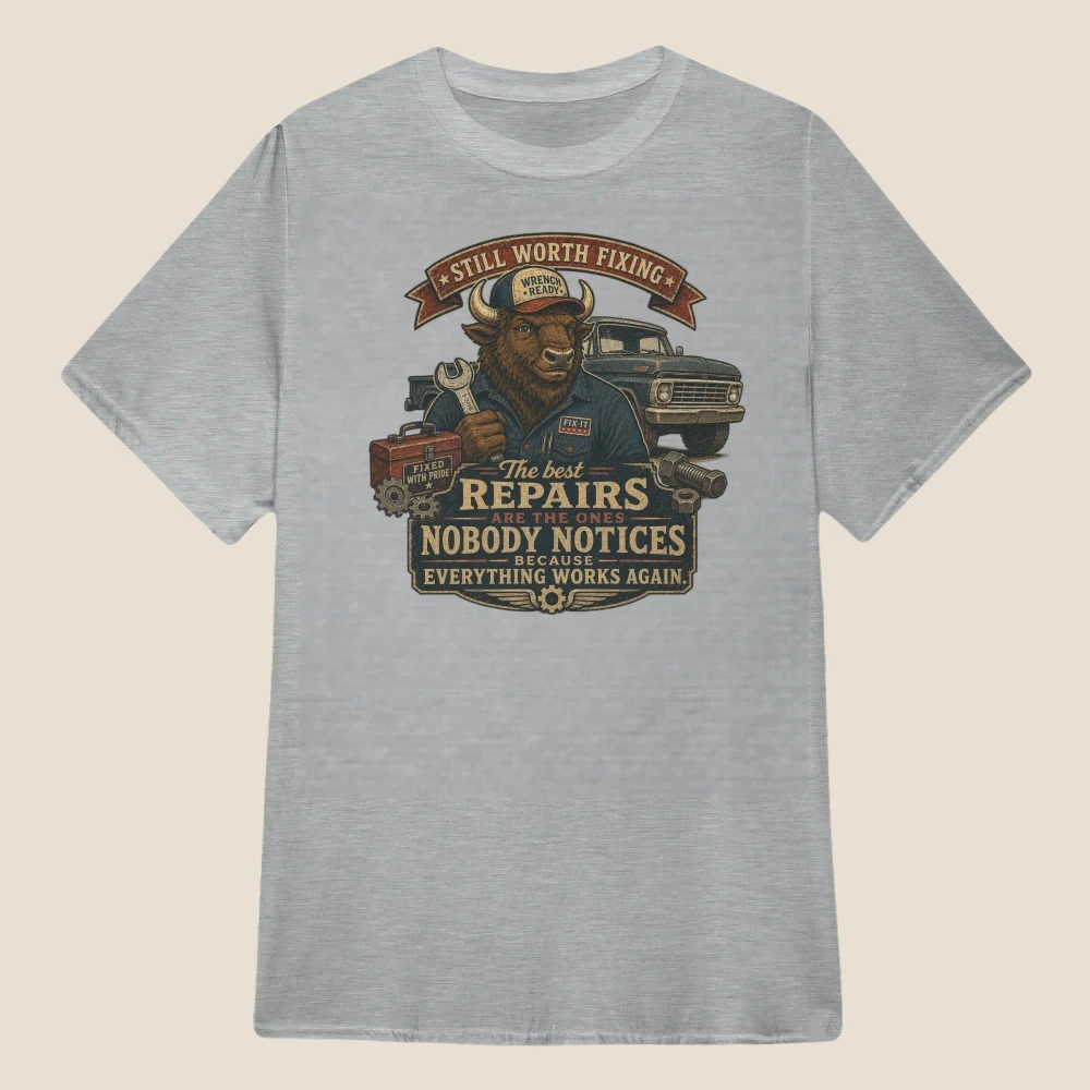 Still Worth Fixing Bison Mechanic Vintage Graphic | Classic Unisex Tee