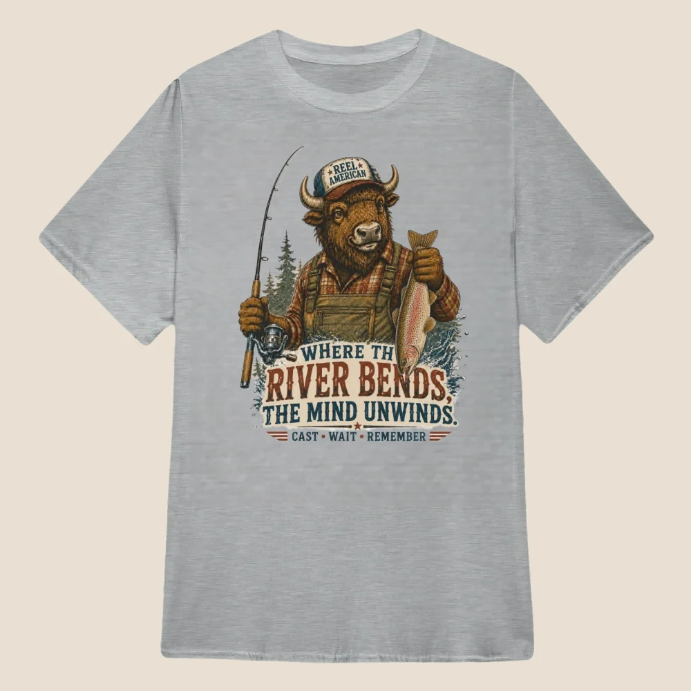 Reel American Trout Fishing Bison Graphic | Classic Unisex Tee