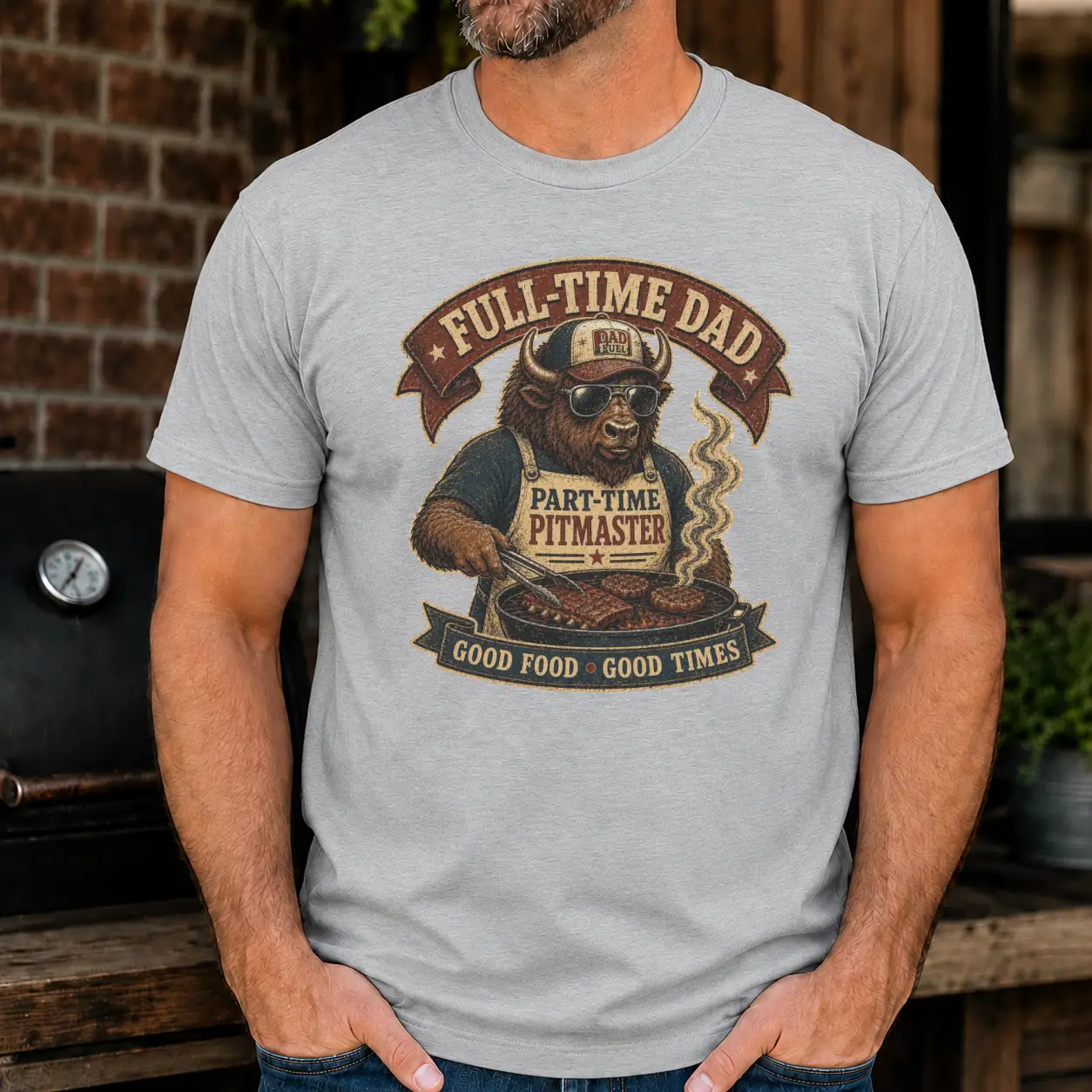 Bison BBQ Dad Vintage Graphic|Classic Unisex Tee