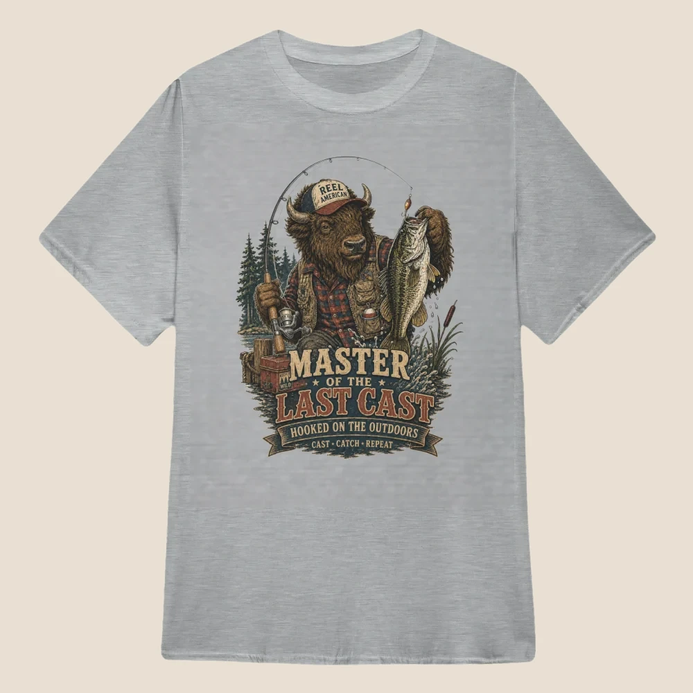 Master of the Last Cast Bison Fishing Vintage Graphic |Classic Unisex Tee