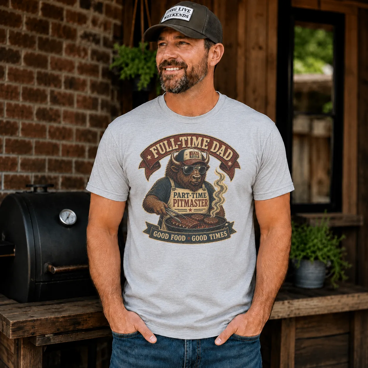 Bison BBQ Dad Vintage Graphic|Classic Unisex Tee