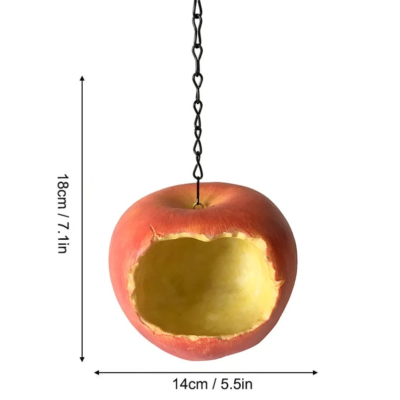 Apple-Shaped Hanging Resin Bird Feeder