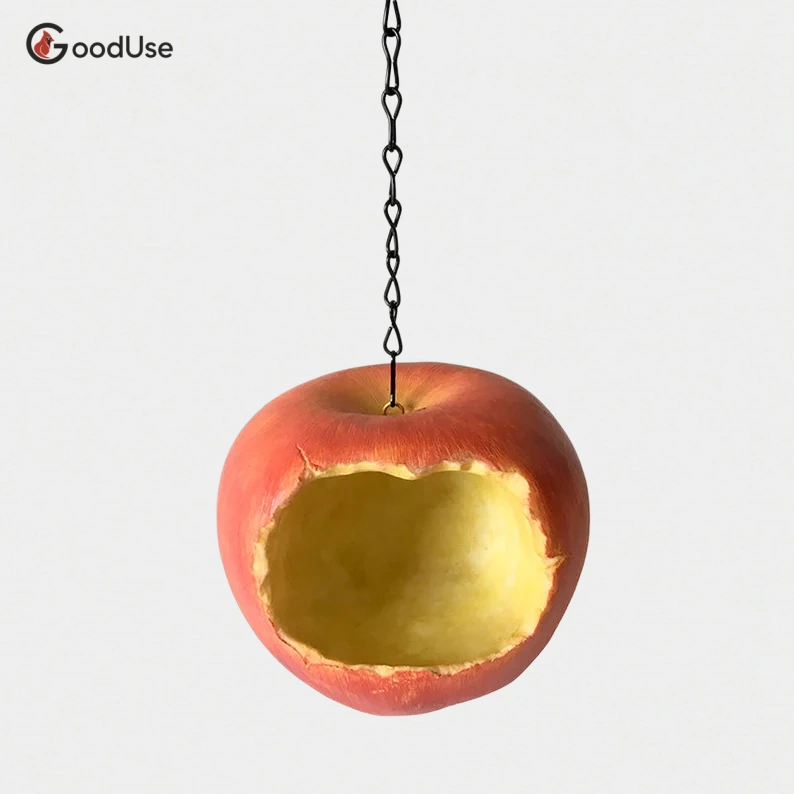 Apple-Shaped Hanging Resin Bird Feeder