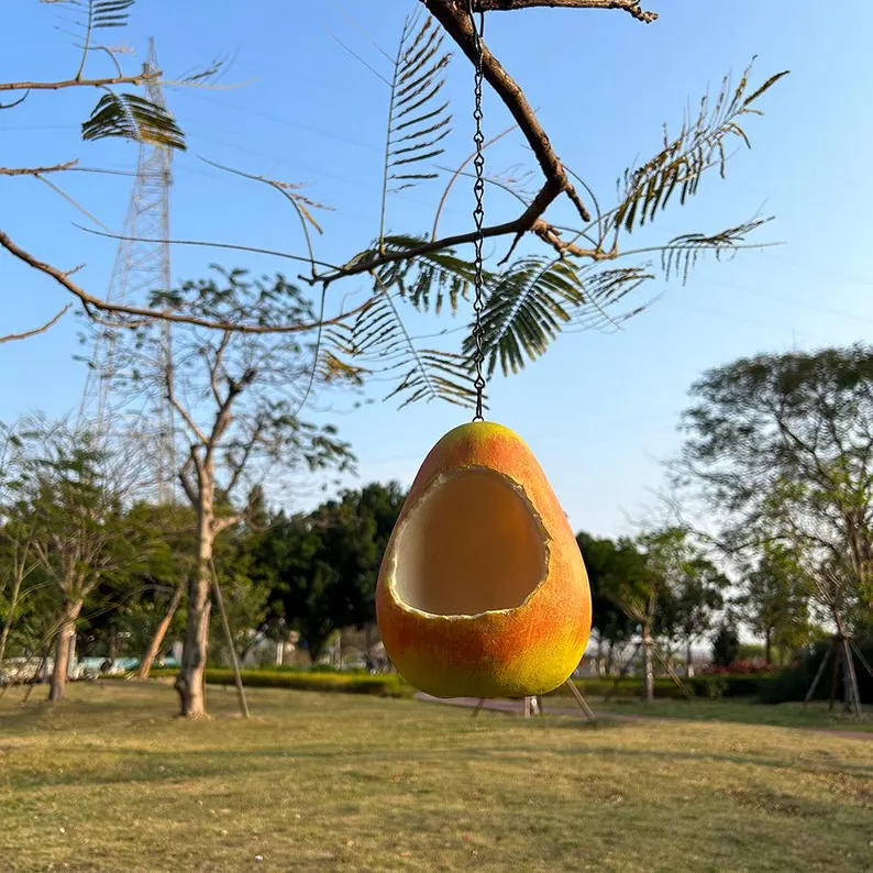 Pear-Shaped Hanging Resin Bird Feeder