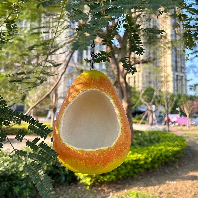 Pear-Shaped Hanging Resin Bird Feeder