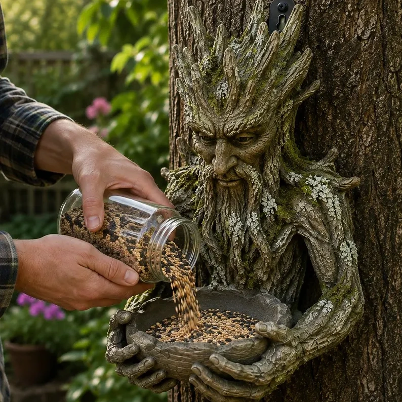 The Quiet Offering A Tree-Integrated Bird Feeding Sculpture