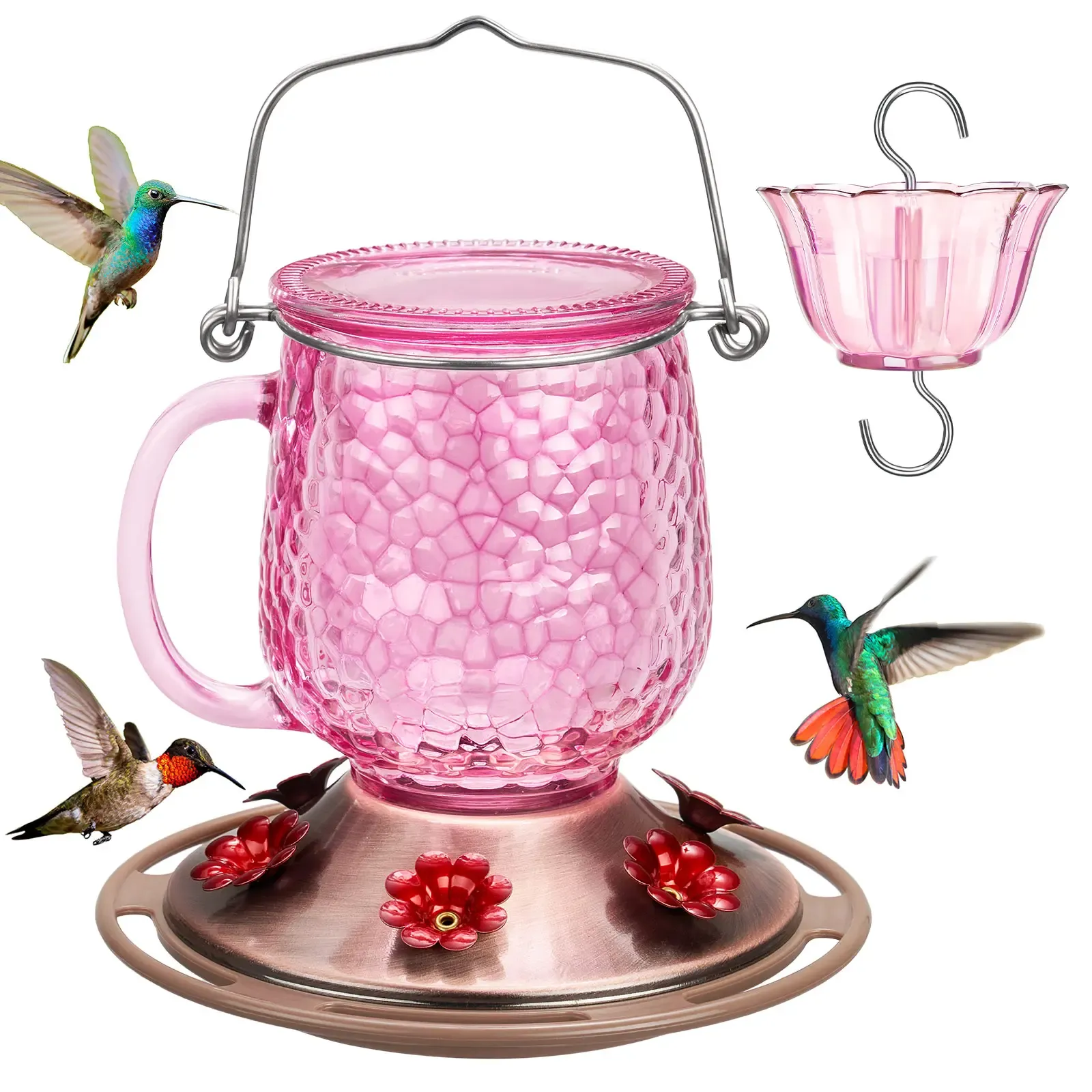 16oz Bee & Ant Proof Glass Hummingbird Feeders