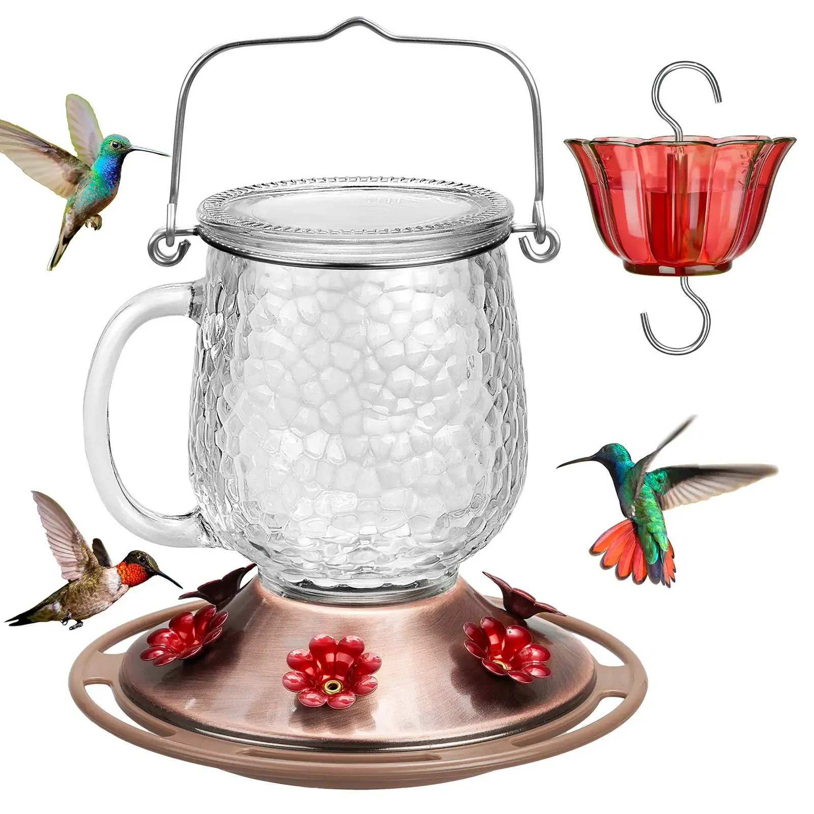 16oz Bee & Ant Proof Glass Hummingbird Feeders
