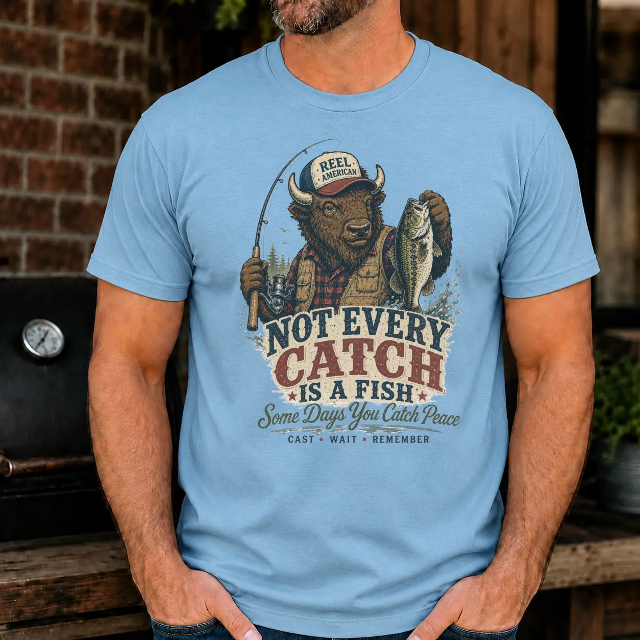 Not Every Catch Is a Fish Bison Fishing Vintage Graphic |Classic Unisex Tee