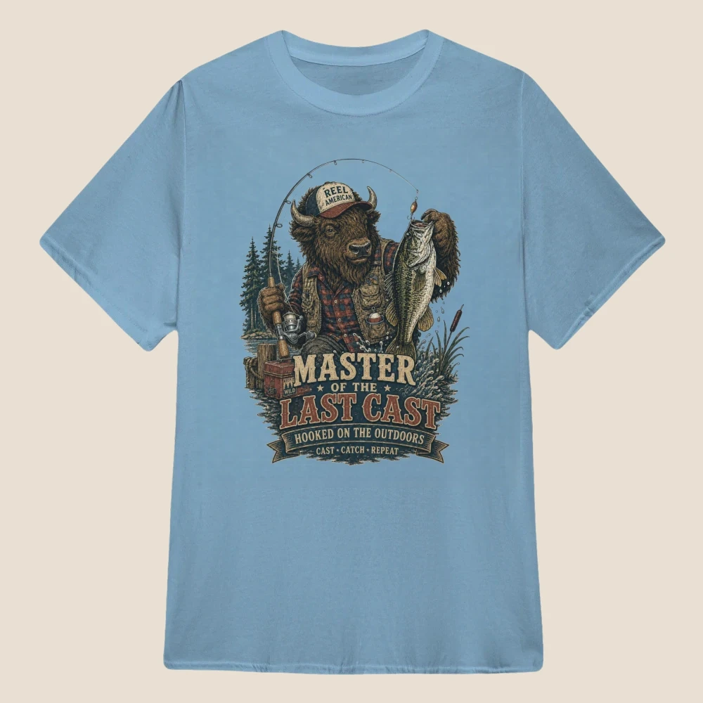 Master of the Last Cast Bison Fishing Vintage Graphic |Classic Unisex Tee