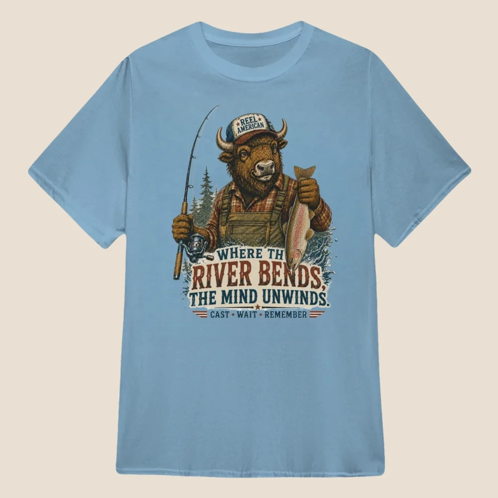 Reel American Trout Fishing Bison Graphic | Classic Unisex Tee