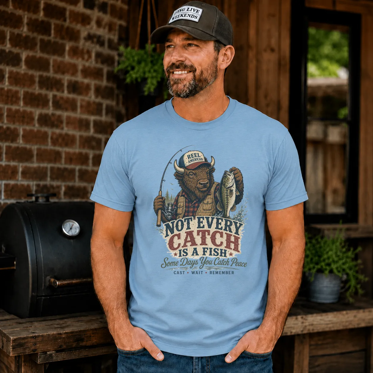 Not Every Catch Is a Fish Bison Fishing Vintage Graphic |Classic Unisex Tee