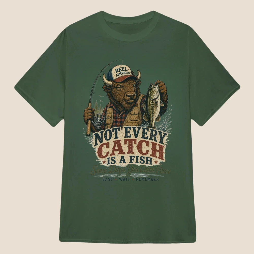 Not Every Catch Is a Fish Bison Fishing Vintage Graphic | Classic Unisex Tee