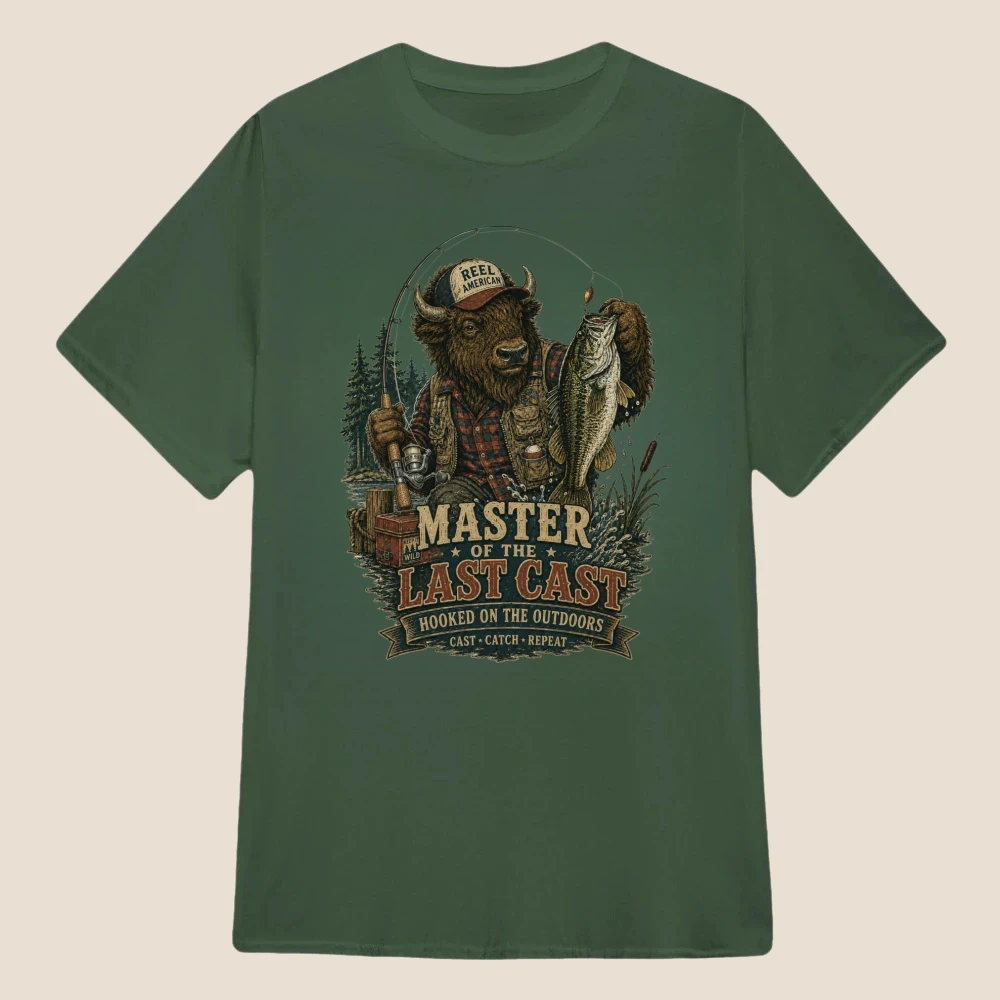 Master of the Last Cast Bison Fishing Vintage Graphic |Classic Unisex Tee