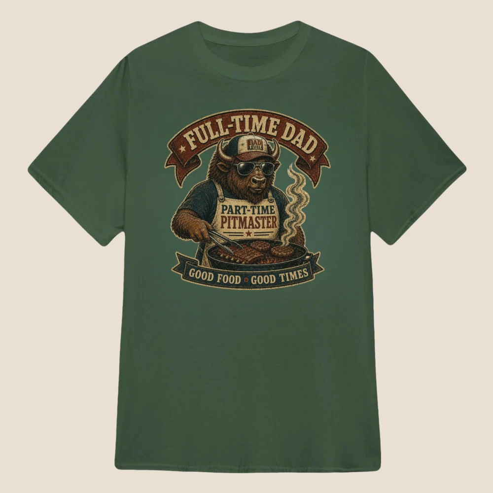 Full-Time Dad, Part-Time Pitmaster Bison BBQ Graphic| Classic Unisex Tee