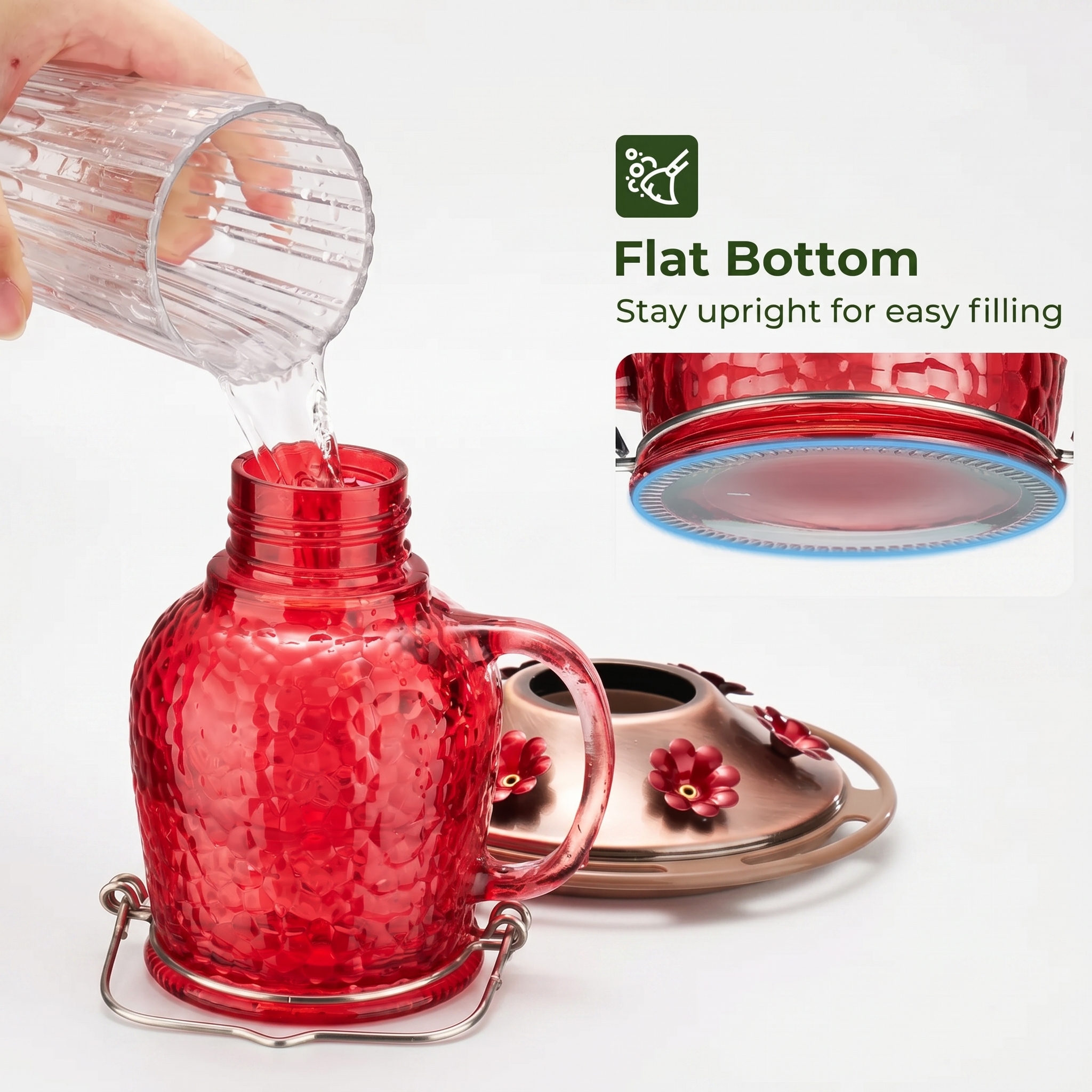16oz Bee & Ant Proof Glass Hummingbird Feeders
