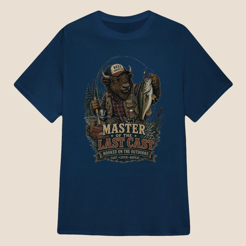 Master of the Last Cast Bison Fishing Vintage Graphic |Classic Unisex Tee