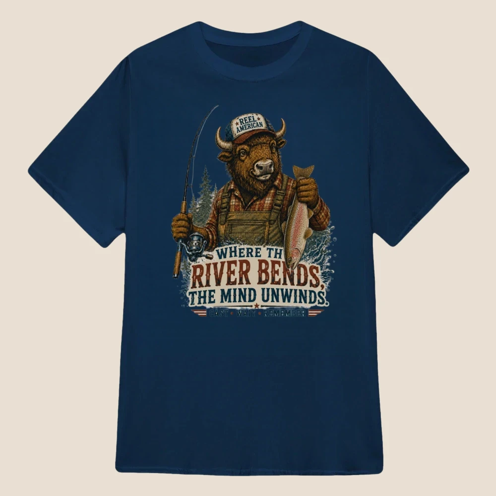 Reel American Trout Fishing Bison Graphic | Classic Unisex Tee