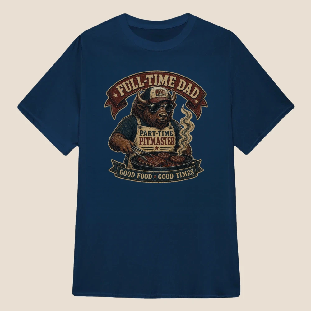 Full-Time Dad, Part-Time Pitmaster Bison BBQ Graphic| Classic Unisex Tee