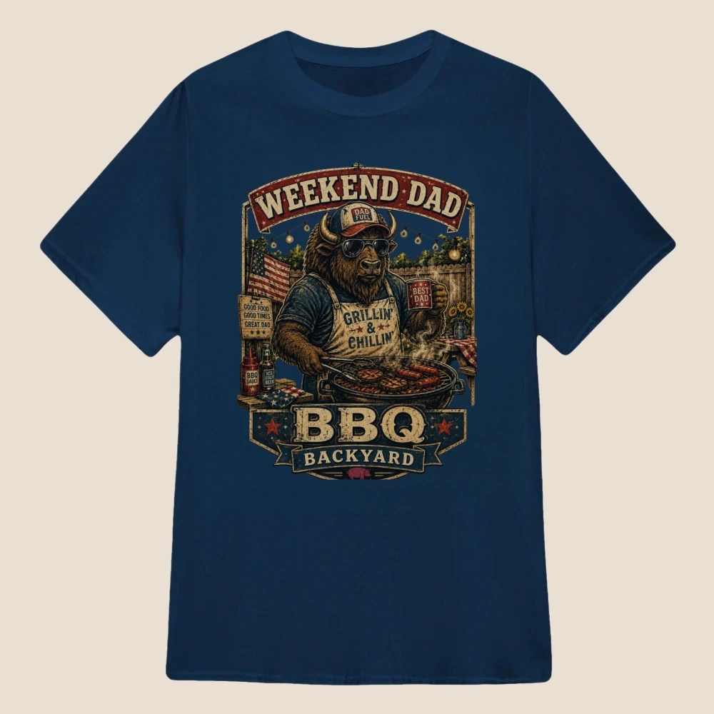Patriotic Bison BBQ Dad Vintage Graphic | Classic Unisex Tee