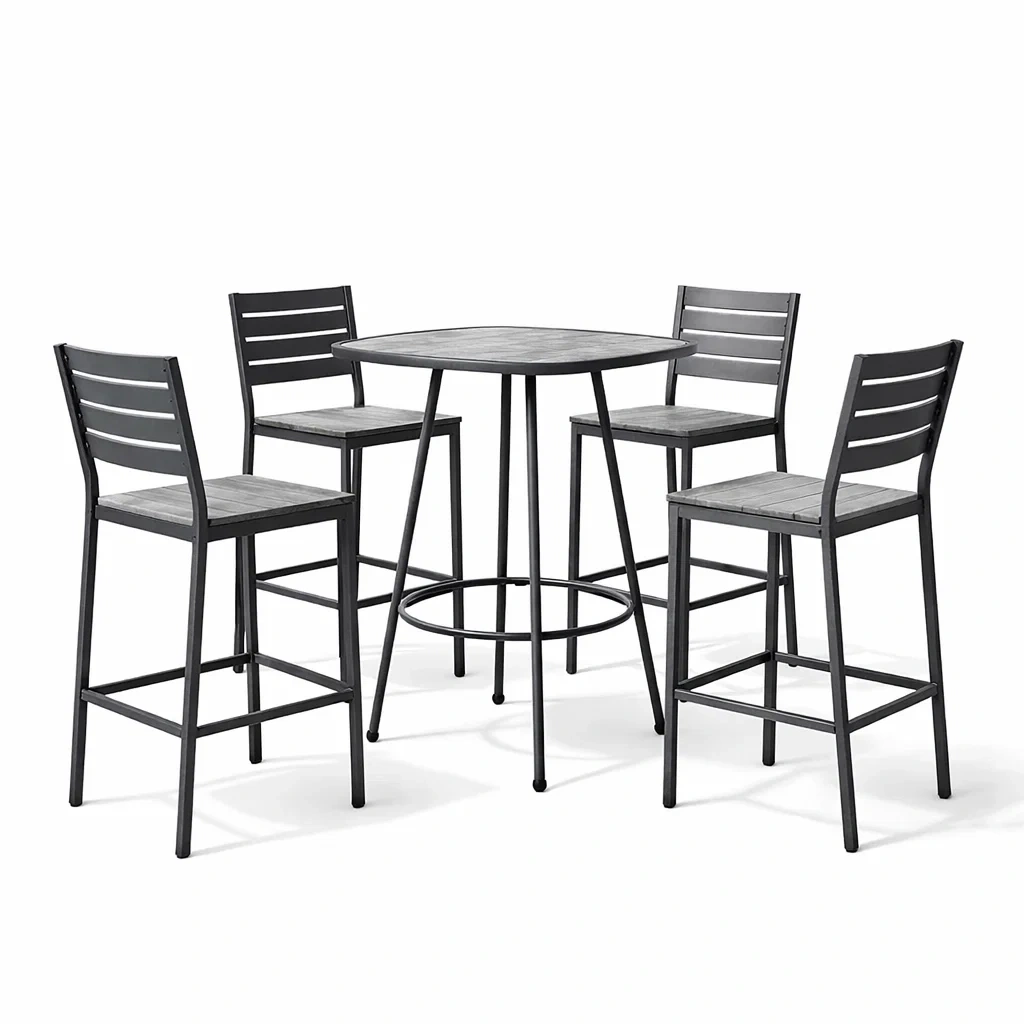 Ensemble de bar en métal et bois avec table haute et chaises-PURE DRE AMSP ACE