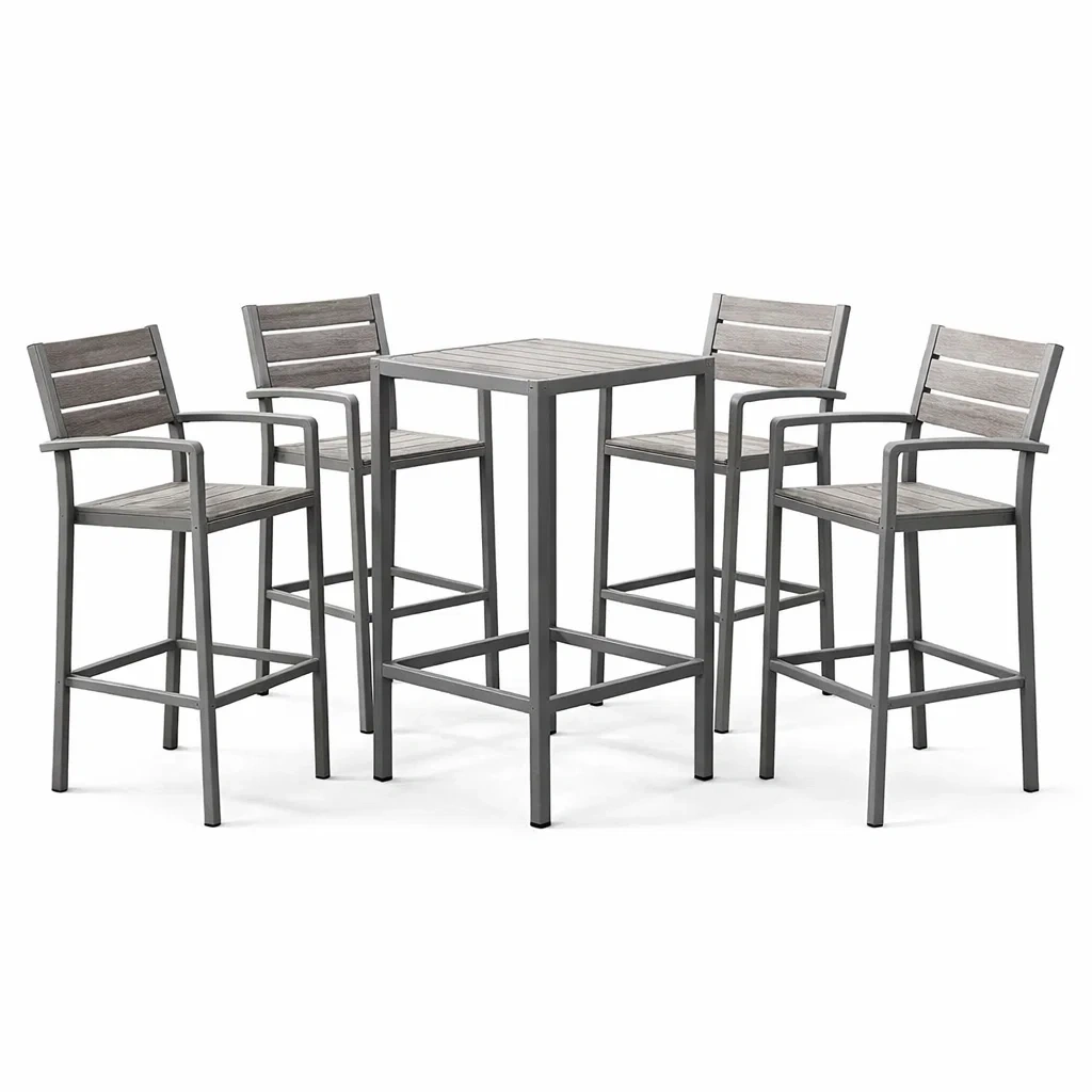 Ensemble de bar en métal et bois composite avec table haute et chaises-PURE DRE AMSP ACE