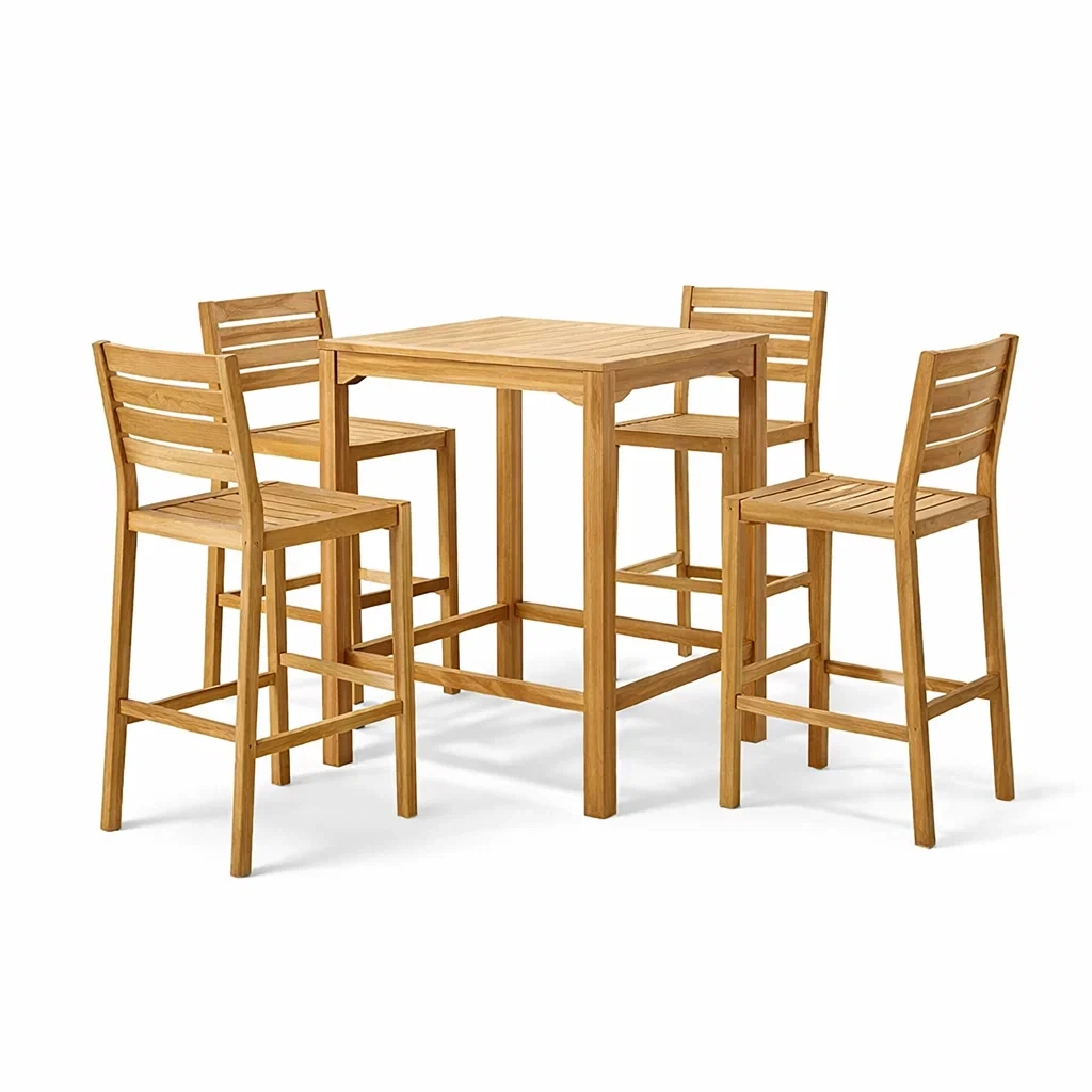 Ensemble de bar en bois de teck avec table haute et chaises-PURE DRE AMSP ACE
