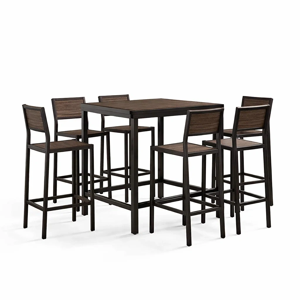 Ensemble de bar en bois d'ingénierie et métal avec table haute et chaises-PURE DRE AMSP ACE