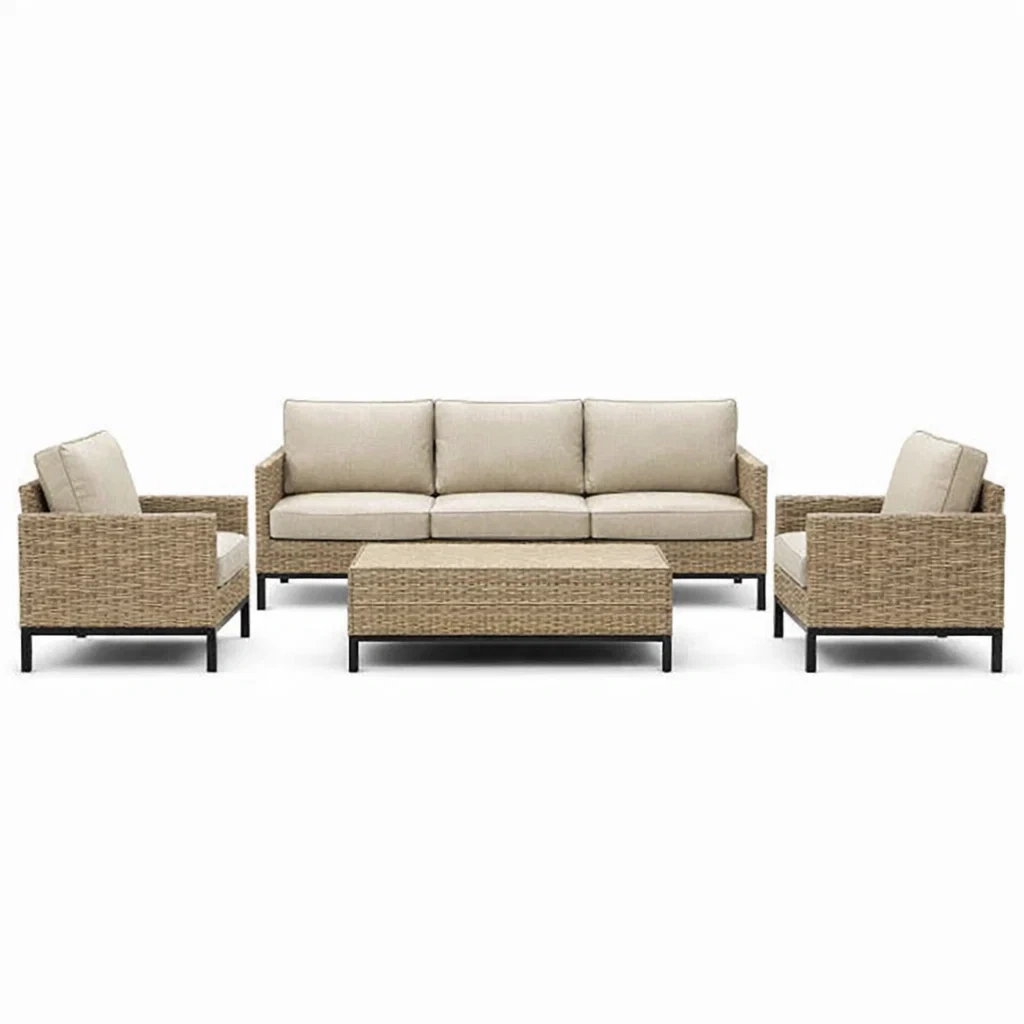 Ensemble de canapés extérieur en rotin synthétique beige et brun-PURE DRE AMSP ACE