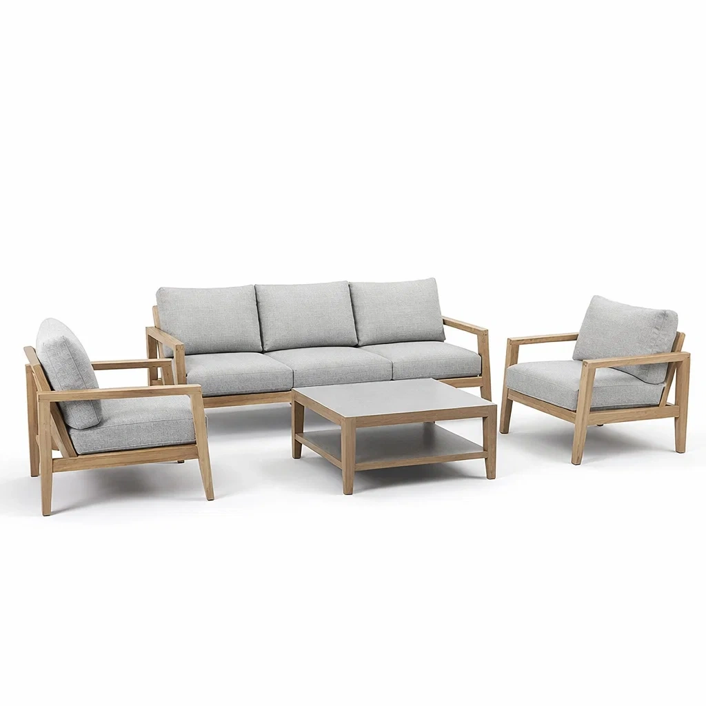 Ensemble de canapés en bois avec coussins gris-PURE DRE AMSP ACE