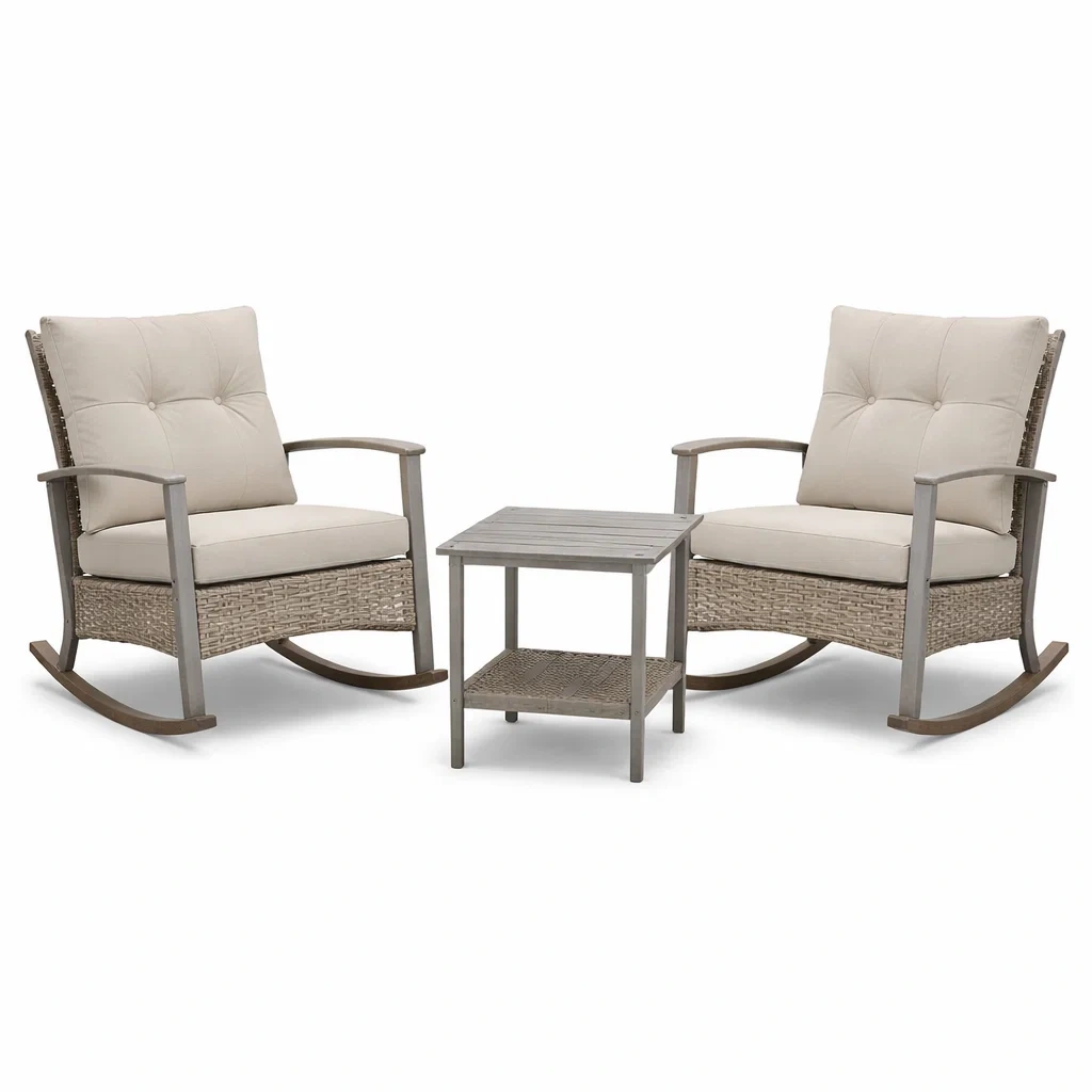 Ensemble de détente en rotin avec fauteuils à bascule et table-PURE DRE AMSP ACE