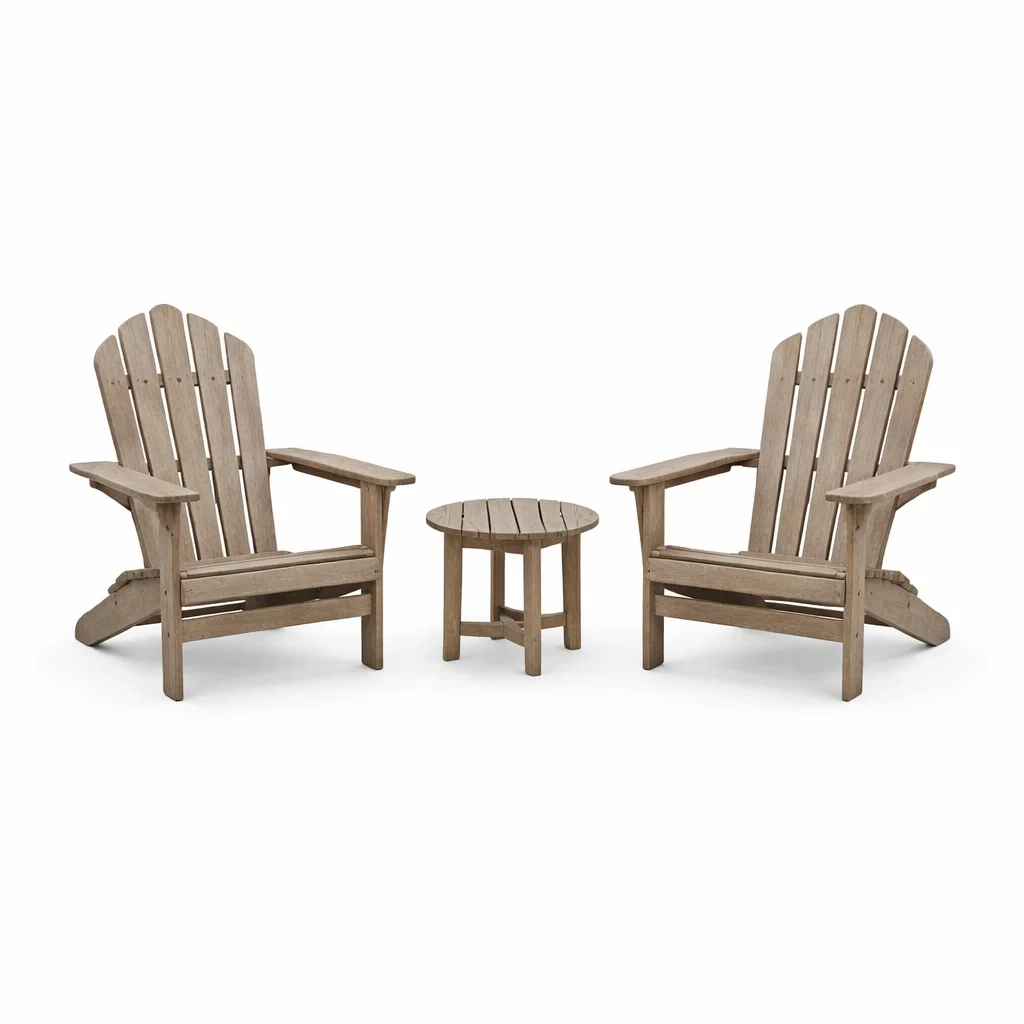 Ensemble de détente en bois avec chaises adirondack et table ronde-PURE DRE AMSP ACE