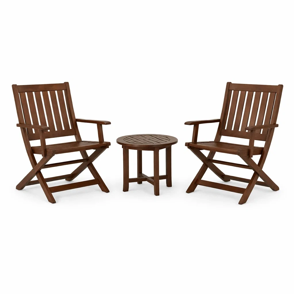 Ensemble de détente en bois d'eucalyptus marron avec chaises et table-PURE DRE AMSP ACE