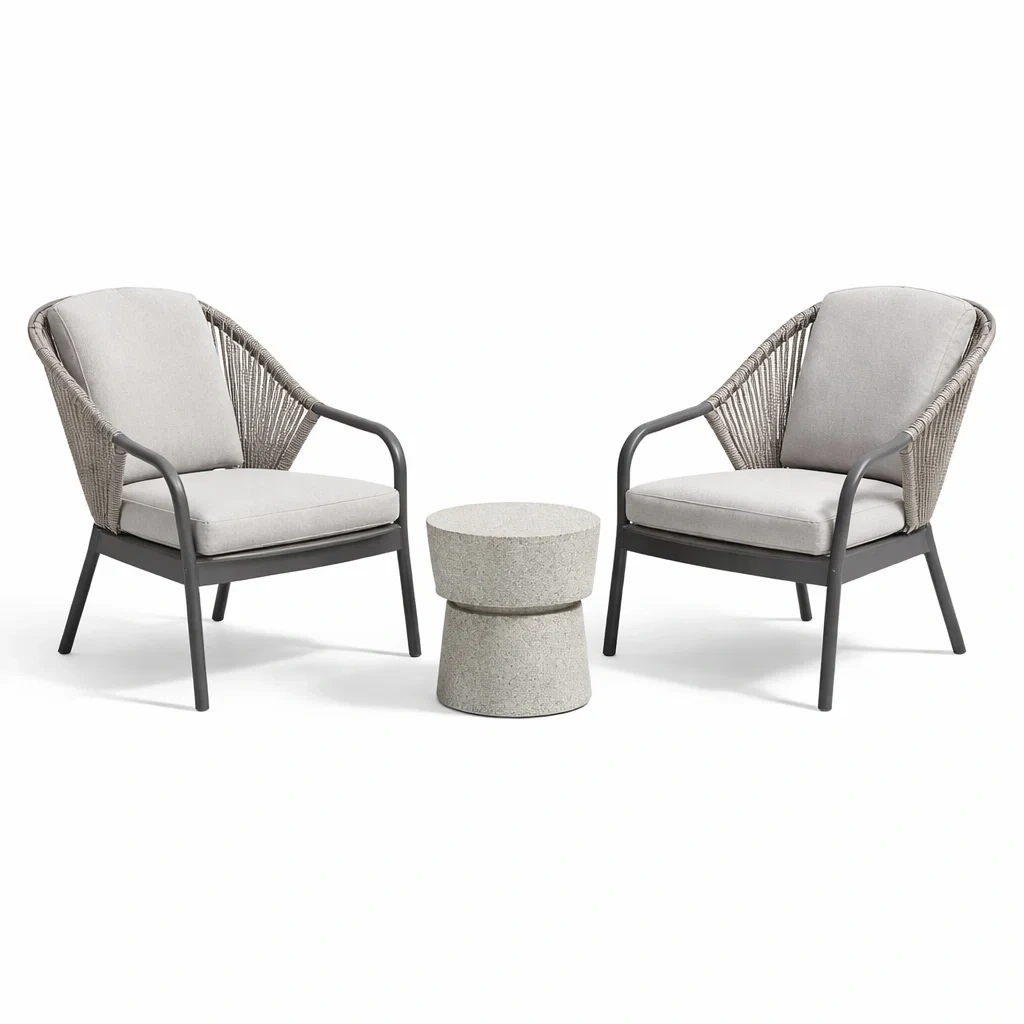 Ensemble de détente en aluminium et béton avec fauteuils et table basse-PURE DRE AMSP ACE