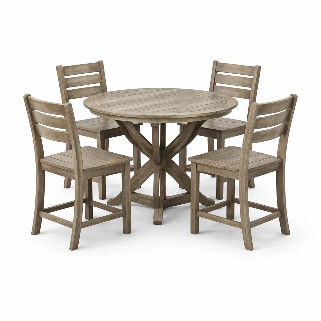 Ensemble table et chaises de salle à manger en bois brun clair-PURE DRE AMSP ACE