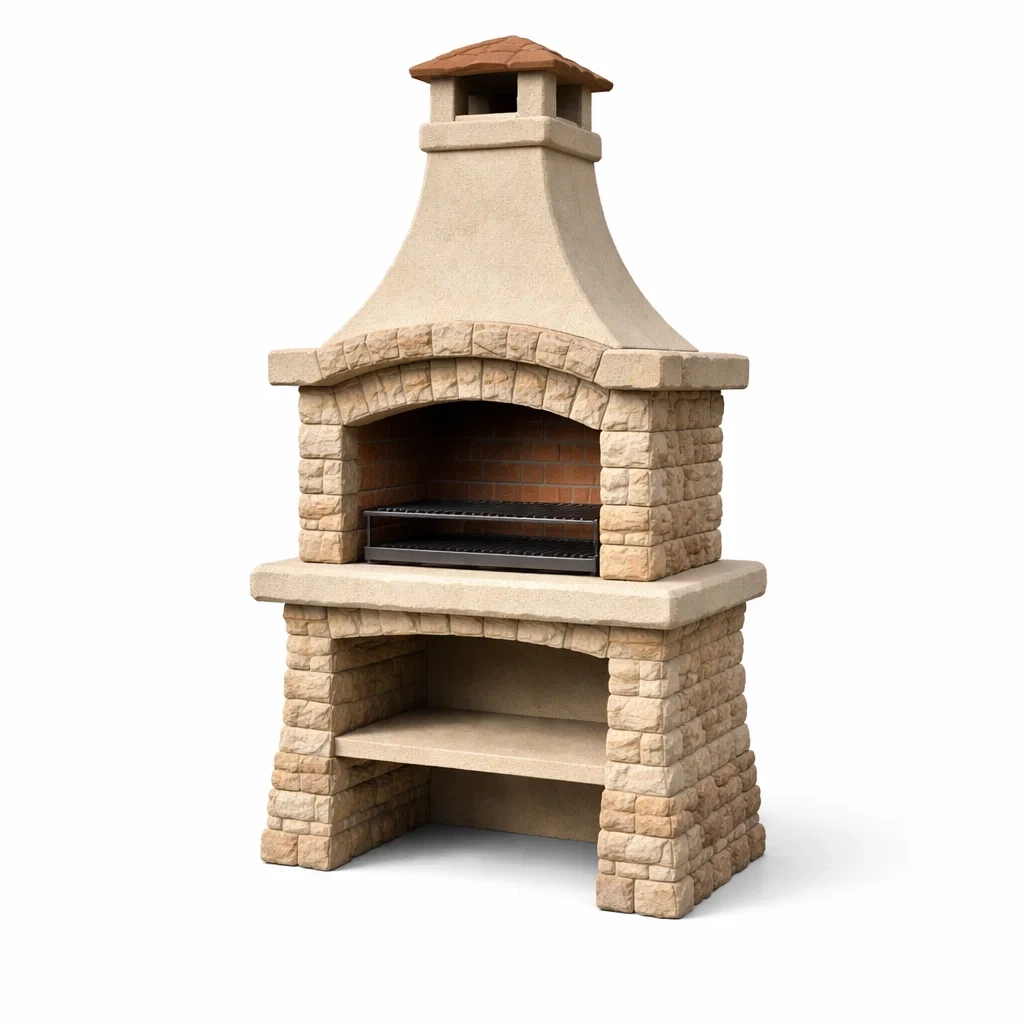 Barbecue en pierre reconstituée avec cheminée-PURE DRE AMSP ACE