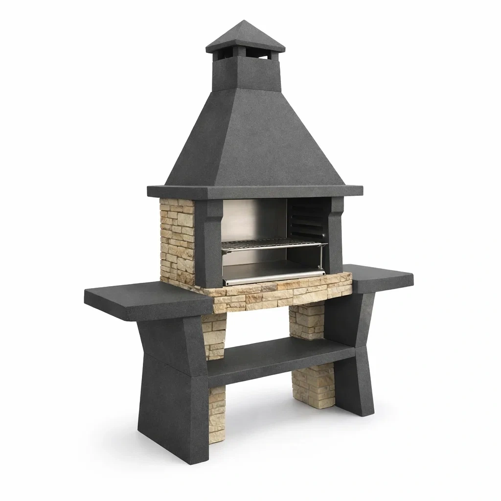 Barbecue en pierre et béton avec grille en acier inoxydable-PURE DRE AMSP ACE