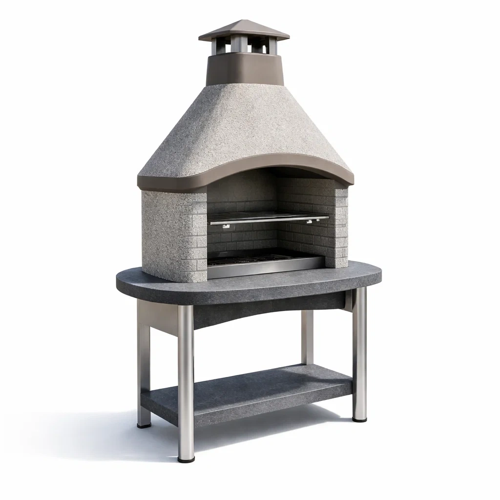 Barbecue en béton et acier inoxydable avec étagère-PURE DRE AMSP ACE