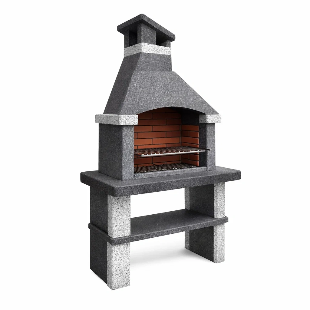 Barbecue en béton et brique réfractaire gris-PURE DRE AMSP ACE