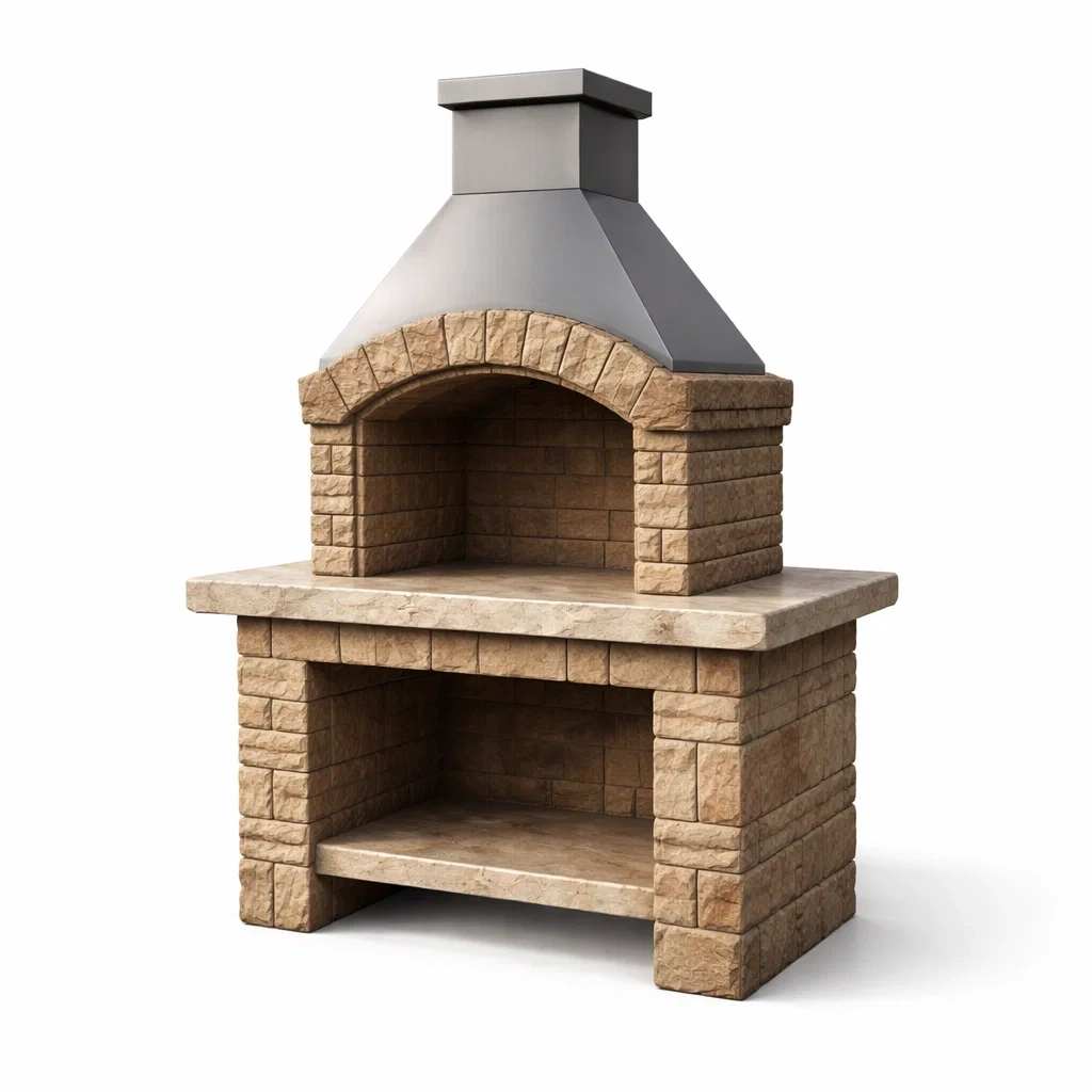 Barbecue en pierre reconstituée et acier inoxydable-PURE DRE AMSP ACE