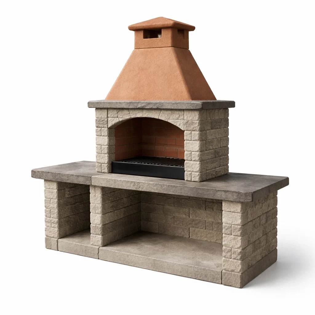 Barbecue en pierre et béton avec grille en acier-PURE DRE AMSP ACE