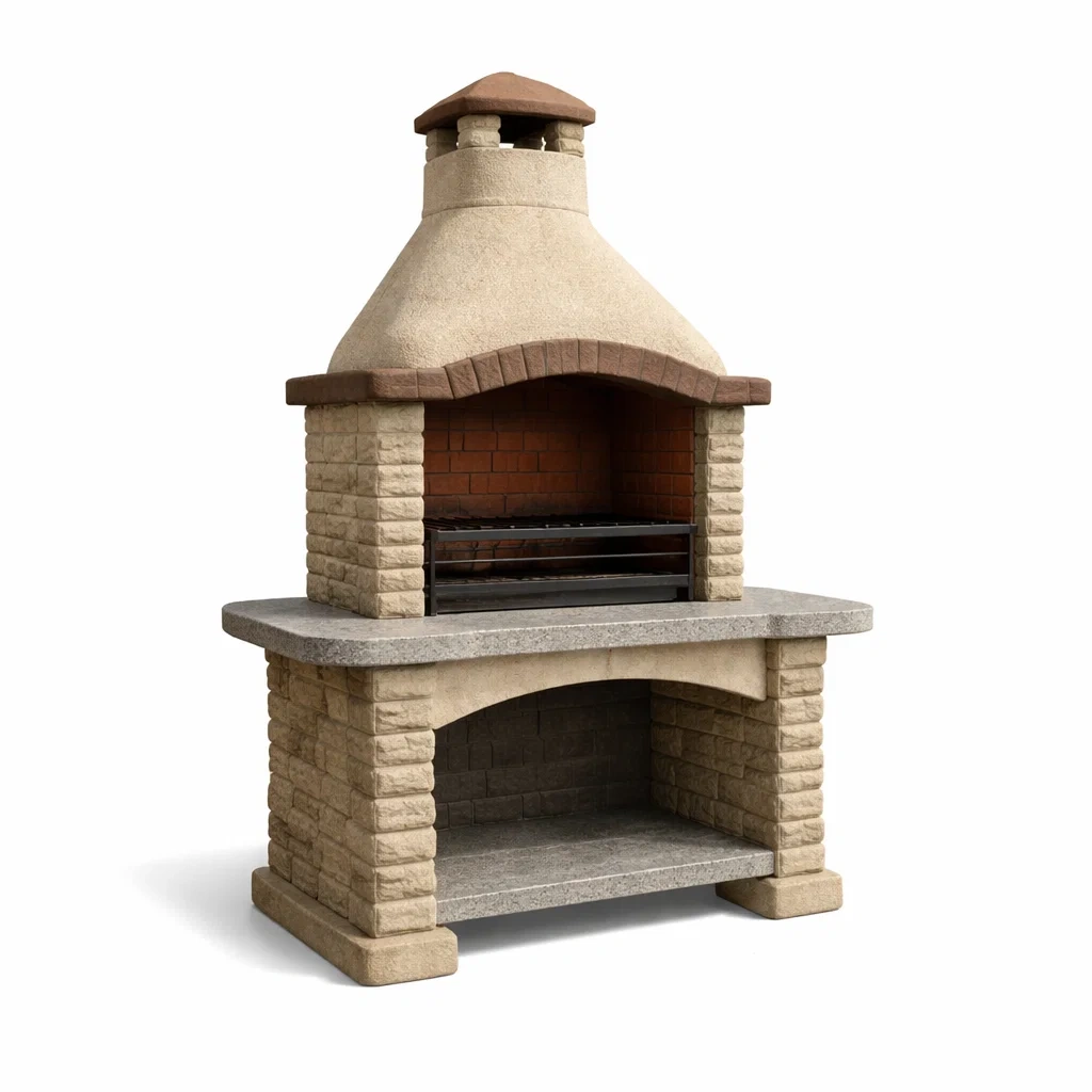 Barbecue en pierre réfractaire et béton armé beige marron et gris-PURE DRE AMSP ACE