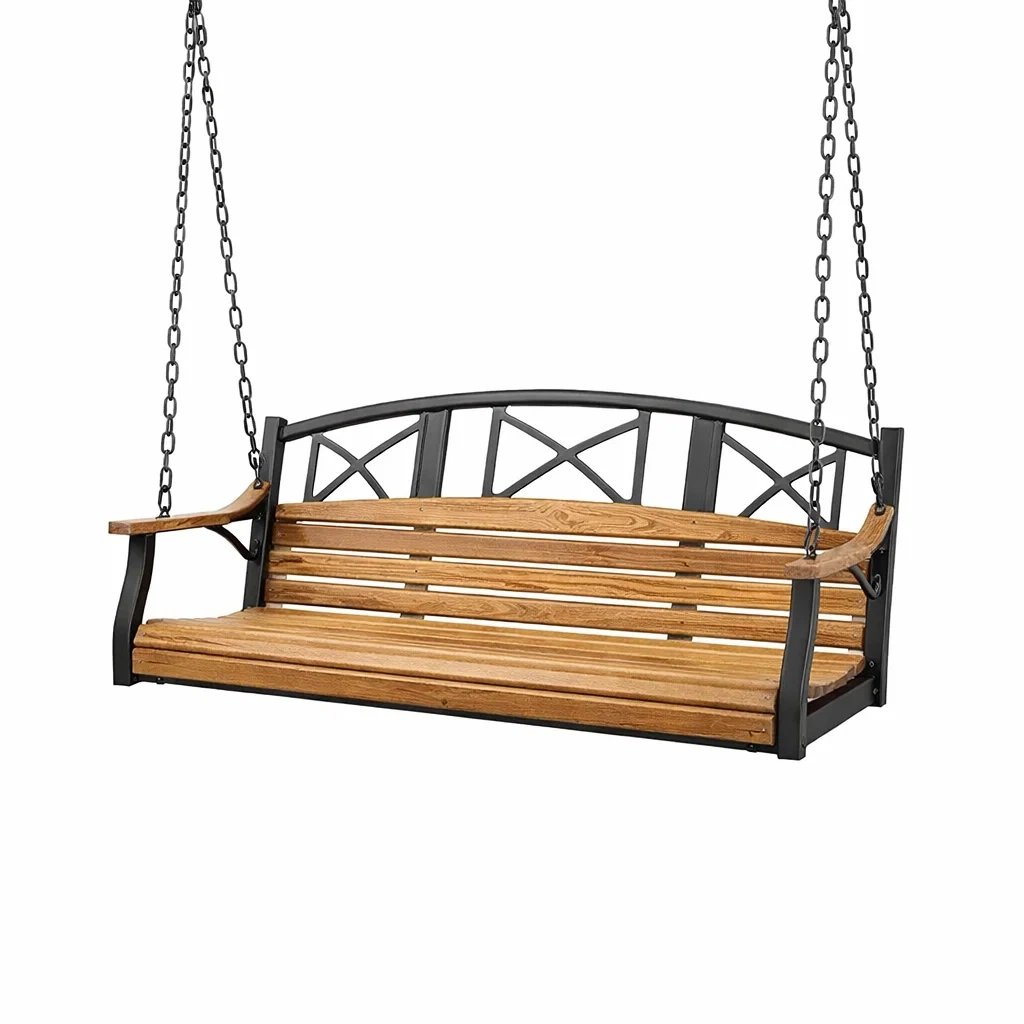 Balancelle de porche en bois de chêne et métal noir-PURE DRE AMSP ACE