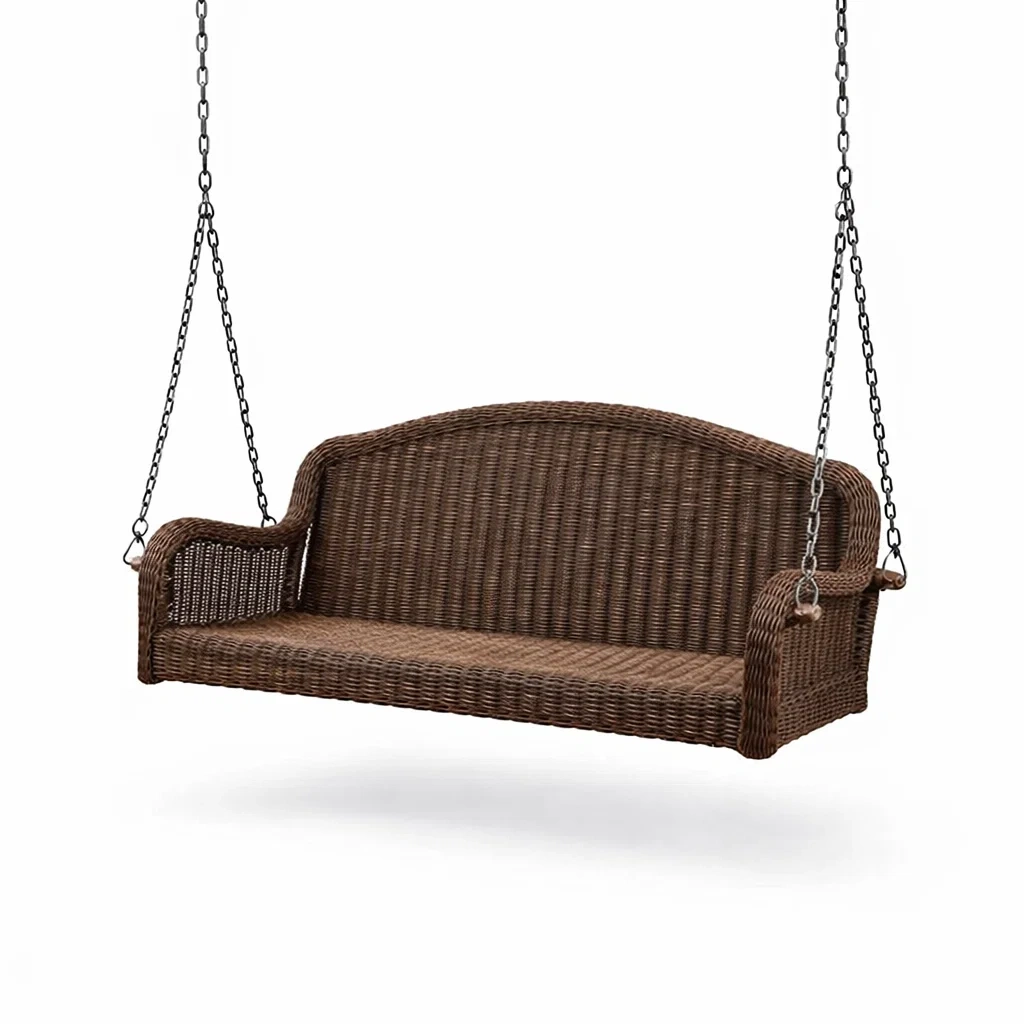 Balancelle de porche en rotin synthétique et métal marron-PURE DRE AMSP ACE