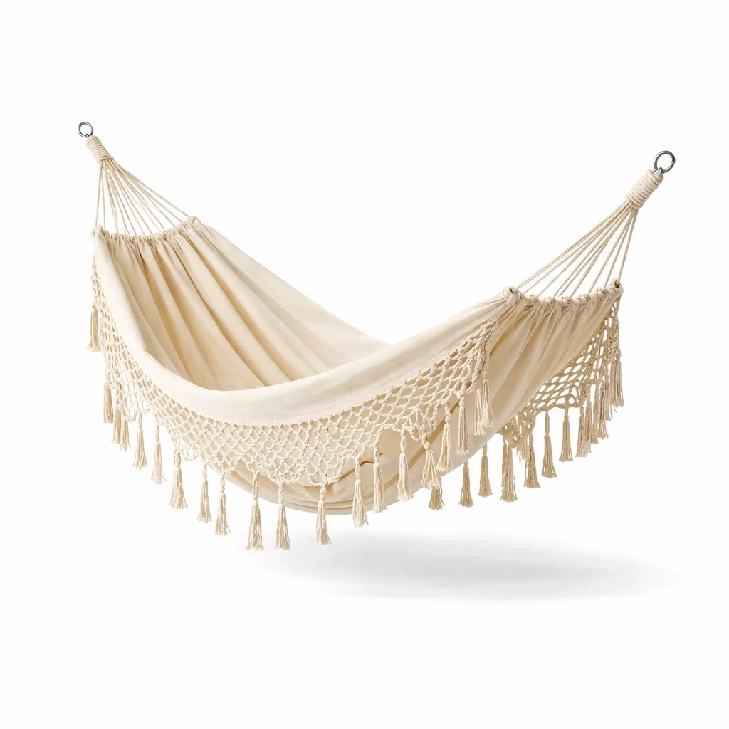 Hamac en coton beige avec franges-PURE DRE AMSP ACE