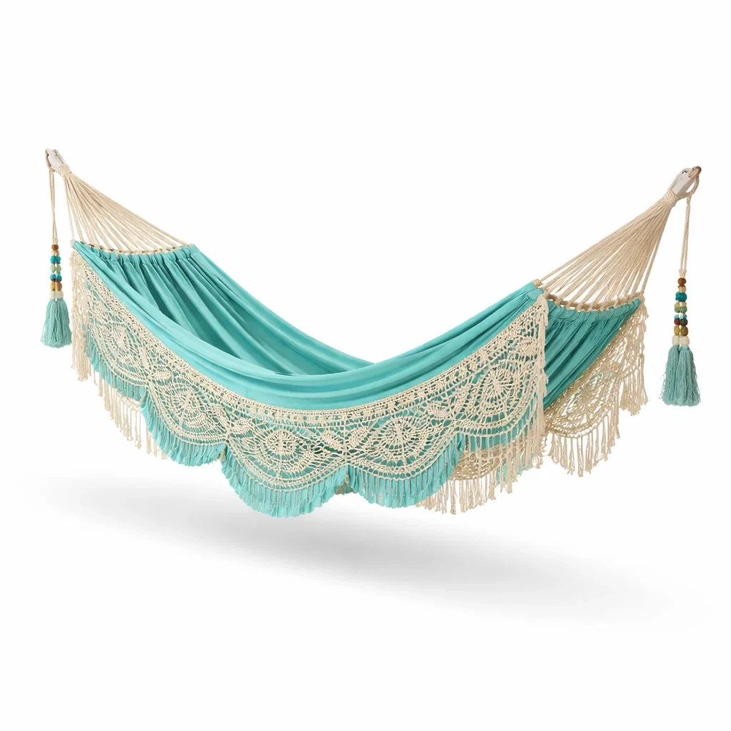 Hamac en polyester et coton avec dentelle turquoise-PURE DRE AMSP ACE