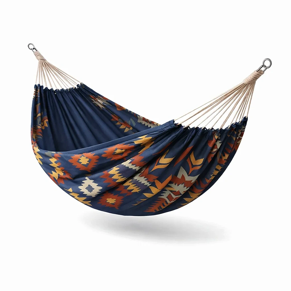 Hamac en coton à motifs géométriques bleu et orange-PURE DRE AMSP ACE