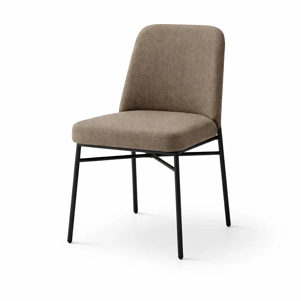 Chaises de salle à manger en tissu marron avec structure en métal noir-PURE DRE AMSP ACE