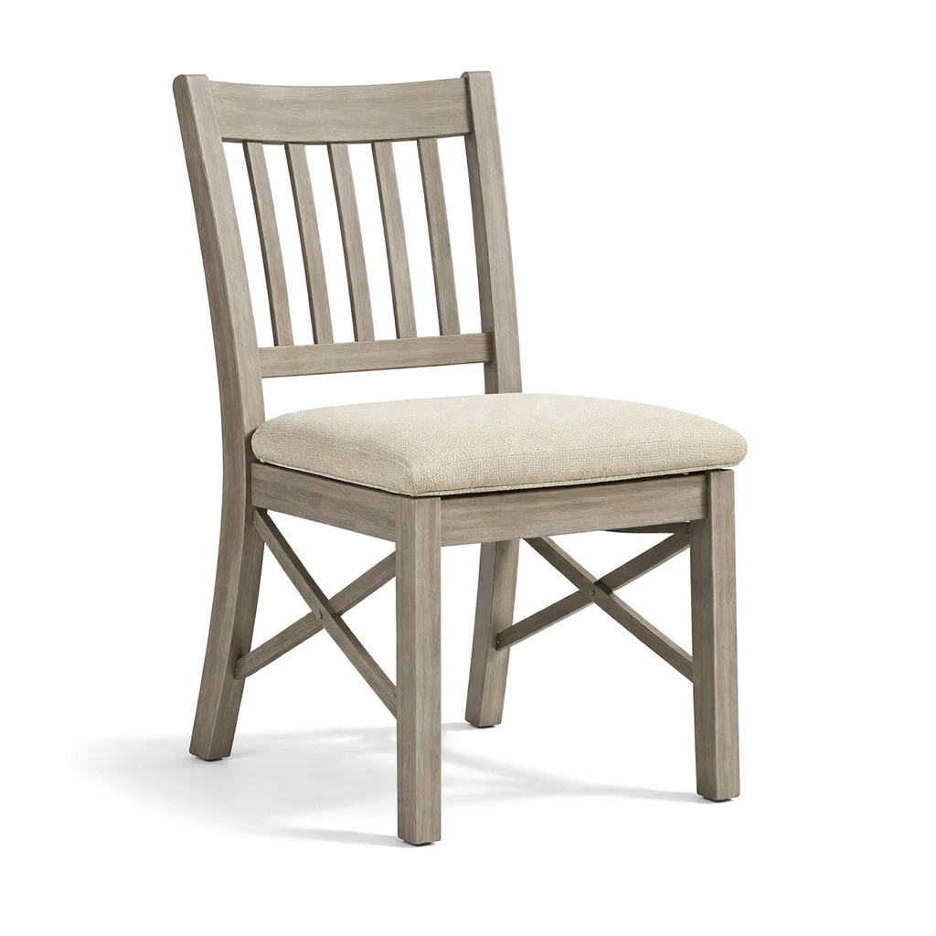 Chaises de salle à manger en bois avec coussin en polyester gris et beige-PURE DRE AMSP ACE