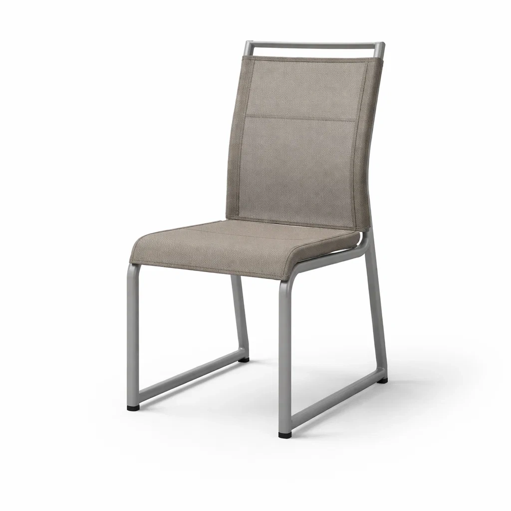 Chaises de salle à manger en métal et tissu beige-PURE DRE AMSP ACE